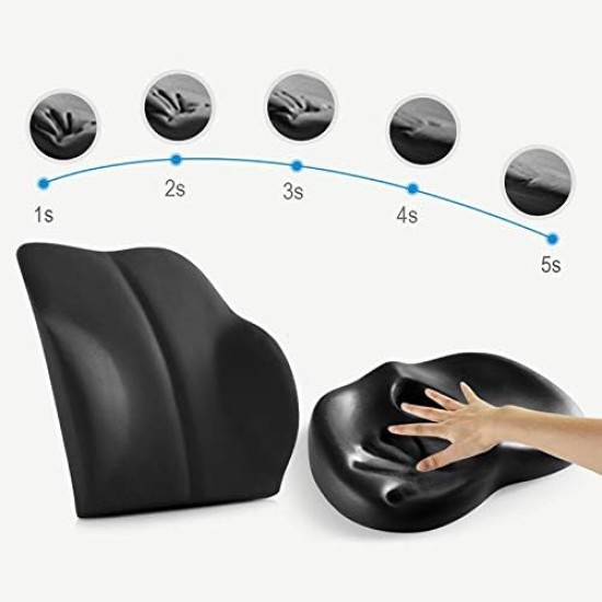 Bundle: Memory Foam Polyester Seat Cushion and Lumbar Support Pillow for Office Chairs and Cars, Ultimate Comfort Bundle Relieves Back Pain, Tailbone Pain, Sciatica Seat Cushion