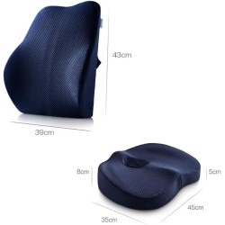 Bundle: Memory Foam Polyester Seat Cushion and Lumbar Support Pillow for Office Chairs and Cars, Ultimate Comfort Bundle Relieves Back Pain, Tailbone Pain, Sciatica Seat Cushion