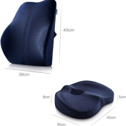 Bundle: Memory Foam Polyester Seat Cushion and Lumbar Support Pillow for Office Chairs and Cars, Ultimate Comfort Bundle Relieves Back Pain, Tailbone Pain, Sciatica Seat Cushion