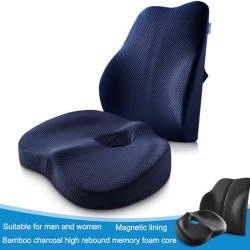 Bundle: Memory Foam Polyester Seat Cushion and Lumbar Support Pillow for Office Chairs and Cars, Ultimate Comfort Bundle Relieves Back Pain, Tailbone Pain, Sciatica Seat Cushion