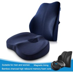 Bundle: Memory Foam Polyester Seat Cushion and Lumbar Support Pillow for Office Chairs and Cars, Ultimate Comfort Bundle Relieves Back Pain, Tailbone Pain, Sciatica Seat Cushion