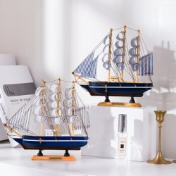 Smooth sailing ornament with light Sailing model living room wine cabinet office study shelf desktop Qixi gift Sailing ornament with light string