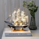 Smooth sailing ornament with light Sailing model living room wine cabinet office study shelf desktop Qixi gift Sailing ornament with light string