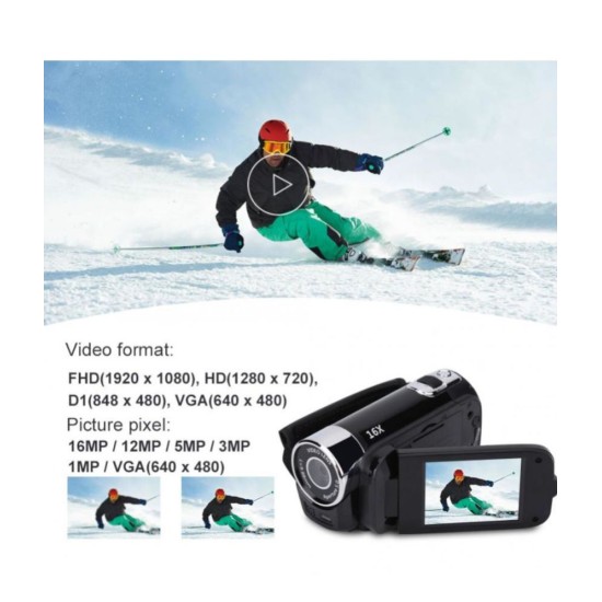 1080P Camcorder Digital Video Camera USB Rechargeable TFT LCD 24MP 16X Zoom DV AV Night