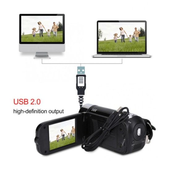 1080P Camcorder Digital Video Camera USB Rechargeable TFT LCD 24MP 16X Zoom DV AV Night