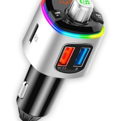 CRUST Car Bluetooth Device for Music System, FM Transmitter with QC 3.0 Dual USB Fast Charger & Call Receiver; 7 Colour LED Lights; Supports MicroSD, USB MP3 Audio Playback