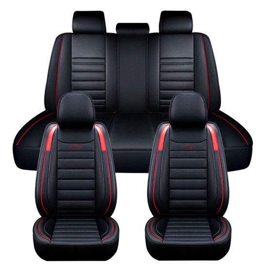 4 Seats Universal Car Seat Covers Deluxe PU Leather Seat Cushion Full Set Cover