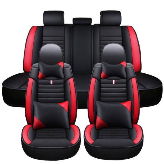 5 Seats Universal Car Seat Covers Deluxe PU Leather Seat Cushion Full Set Cover