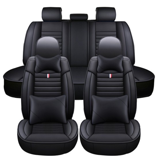 5 Seats Universal Car Seat Covers Deluxe PU Leather Seat Cushion Full Set Cover