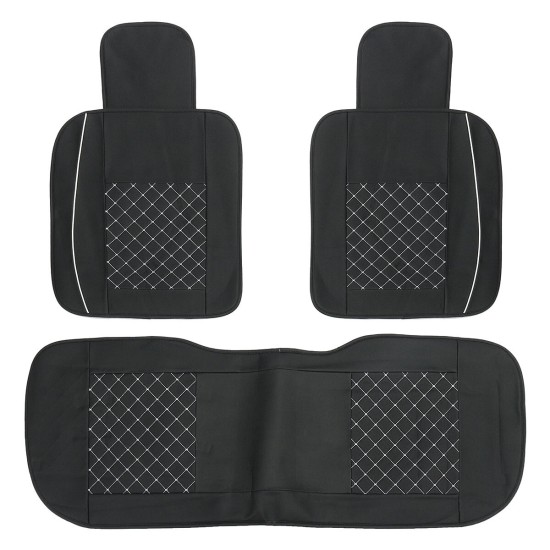 7PCS PU Leather Car Seat Cushion Cover Protector Set for 5 Seat Cars Black White