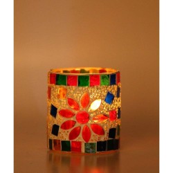 AFAST Multicolour Table Top Glass Tea Light Holder - Pack of 1