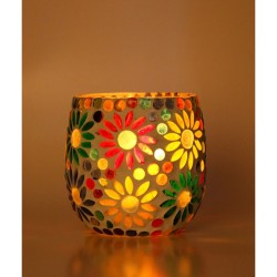 AFAST Multicolour Table Top Glass Tea Light Holder - Pack of 1