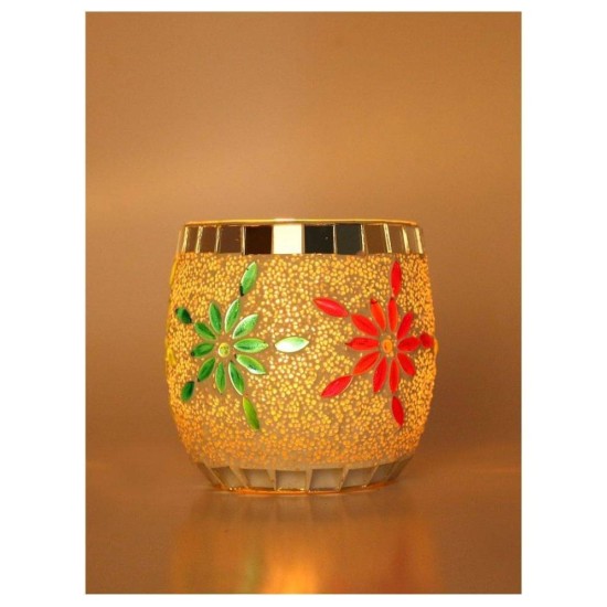 AFAST Multicolour Table Top Glass Tea Light Holder - Pack of 1 AFAST Multicolour Table Top Glass Tea Light Holder - Pack of 1