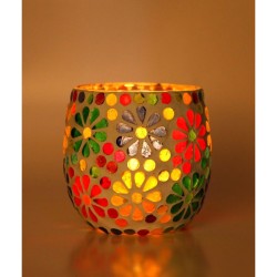 AFAST Multicolour Table Top Glass Tea Light Holder - Pack of 1