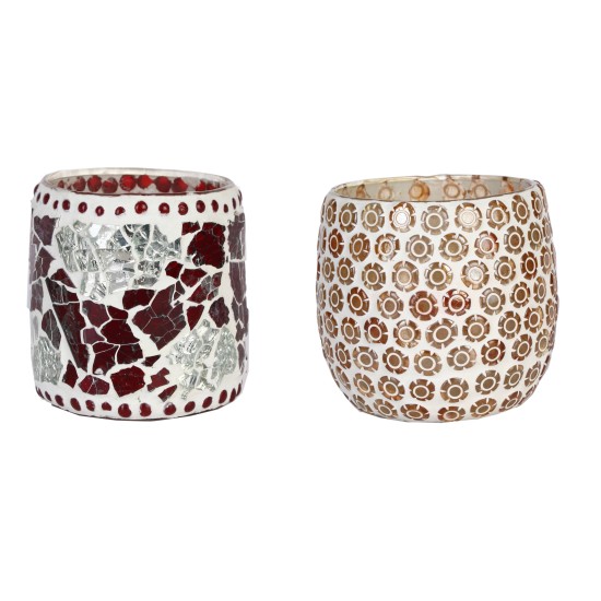 AFAST Multicolour Table Top Glass Tea Light Holder - Pack of 2 AFAST Multicolour Table Top Glass Tea Light Holder - Pack of 2