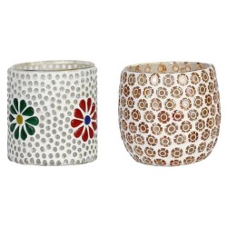 AFAST Multicolour Table Top Glass Tea Light Holder - Pack of 2