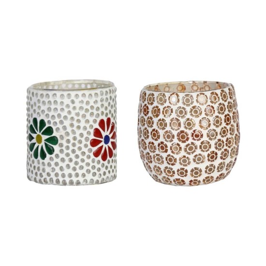 AFAST Multicolour Table Top Glass Tea Light Holder - Pack of 2 AFAST Multicolour Table Top Glass Tea Light Holder - Pack of 2