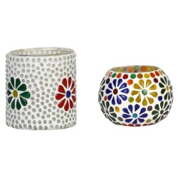 AFAST Multicolour Table Top Glass Tea Light Holder - Pack of 2