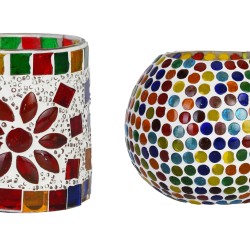 AFAST Multicolour Table Top Glass Tea Light Holder - Pack of 2