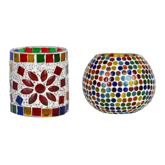 AFAST Multicolour Table Top Glass Tea Light Holder - Pack of 2 AFAST Multicolour Table Top Glass Tea Light Holder - Pack of 2