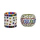 AFAST Multicolour Table Top Glass Tea Light Holder - Pack of 2