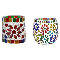 AFAST Multicolour Table Top Glass Tea Light Holder - Pack of 2