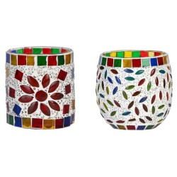 AFAST Multicolour Table Top Glass Tea Light Holder - Pack of 2