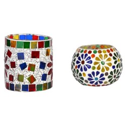 AFAST Multicolour Table Top Glass Tea Light Holder - Pack of 2