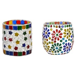 AFAST Multicolour Table Top Glass Tea Light Holder - Pack of 2