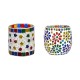AFAST Multicolour Table Top Glass Tea Light Holder - Pack of 2