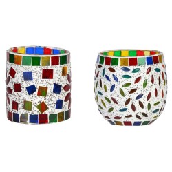 AFAST Multicolour Table Top Glass Tea Light Holder - Pack of 2