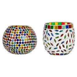 AFAST Multicolour Table Top Glass Tea Light Holder - Pack of 2