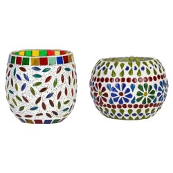 AFAST Multicolour Table Top Glass Tea Light Holder - Pack of 2