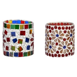 AFAST Multicolour Table Top Glass Tea Light Holder - Pack of 2