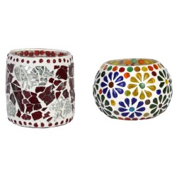 AFAST Multicolour Table Top Glass Tea Light Holder - Pack of 2