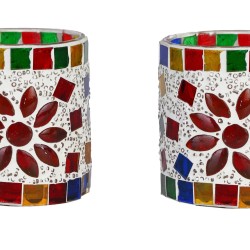 AFAST Multicolour Table Top Glass Tea Light Holder - Pack of 2