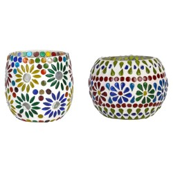 AFAST Multicolour Table Top Glass Tea Light Holder - Pack of 2