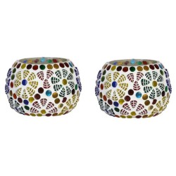 AFAST Multicolour Table Top Glass Tea Light Holder - Pack of 2