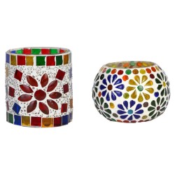 AFAST Multicolour Table Top Glass Tea Light Holder - Pack of 2