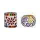 AFAST Multicolour Table Top Glass Tea Light Holder - Pack of 2