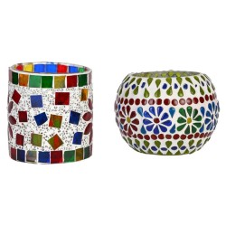 AFAST Multicolour Table Top Glass Tea Light Holder - Pack of 2