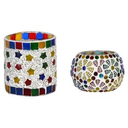 AFAST Multicolour Table Top Glass Tea Light Holder - Pack of 2