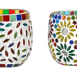 AFAST Multicolour Table Top Glass Tea Light Holder - Pack of 2
