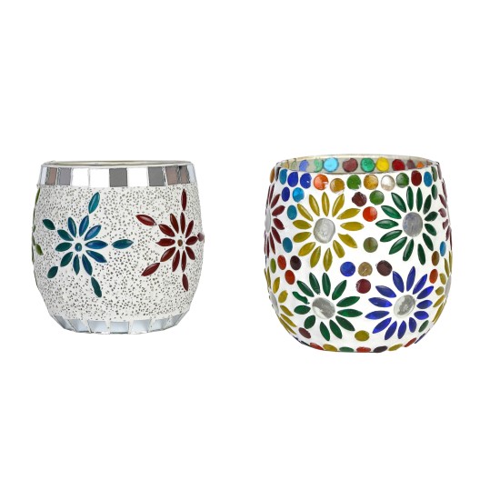 AFAST Multicolour Table Top Glass Tea Light Holder - Pack of 2 AFAST Multicolour Table Top Glass Tea Light Holder - Pack of 2