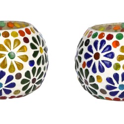AFAST Multicolour Table Top Glass Tea Light Holder - Pack of 2