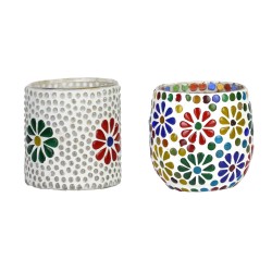 AFAST Multicolour Table Top Glass Tea Light Holder - Pack of 2