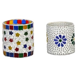 AFAST Multicolour Table Top Glass Tea Light Holder - Pack of 2