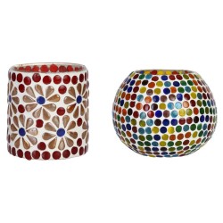 AFAST Multicolour Table Top Glass Tea Light Holder - Pack of 2