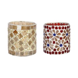 AFAST Multicolour Table Top Glass Tea Light Holder - Pack of 2