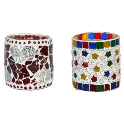 AFAST Multicolour Table Top Glass Tea Light Holder - Pack of 2